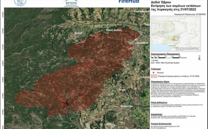 Δαδιά-πυρκαγιά: Η νέα εκτίμηση για τις καμένες εκτάσεις
