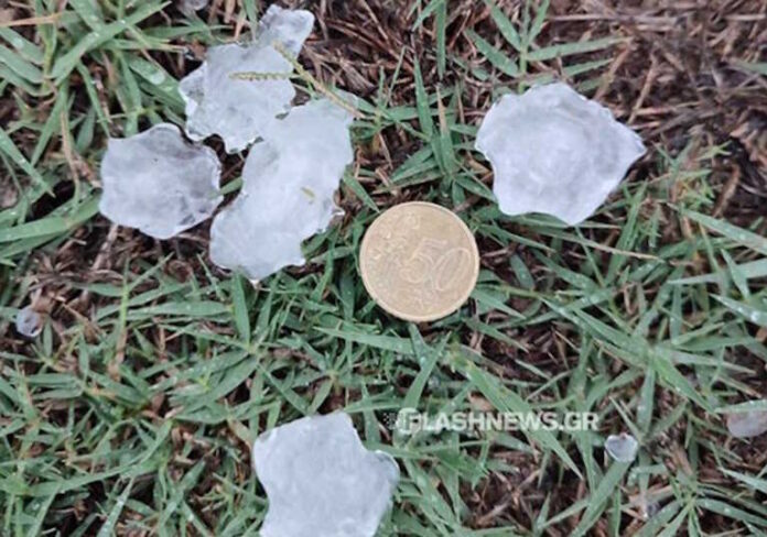 Από χαλάζι χτυπήθηκε το Φραγκοκάστελλο Χανίων – Ήταν μεγαλύτερο από νόμισμα 50 λεπτών