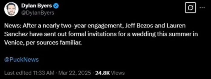 Τζεφ Μπέζος και Λόρεν Σάντσεζ παντρεύονται στη ρομαντική Βενετία το καλοκαίρι